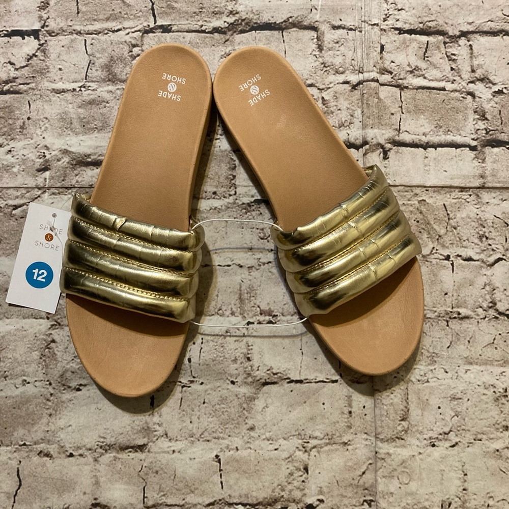 🔥 NWT Shade & Shore, metallic gold kendra sandals, size 12